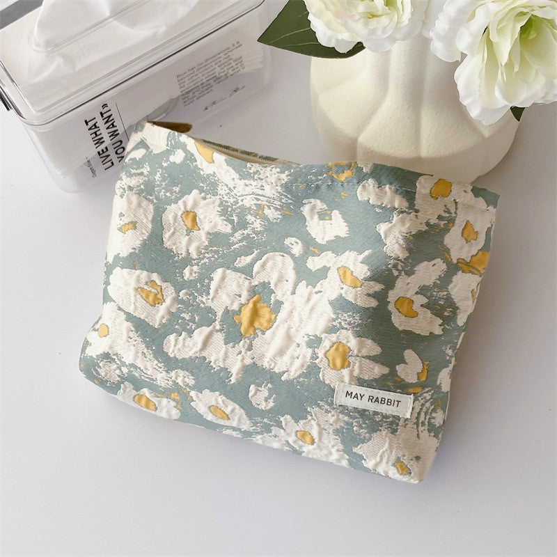Wholesale MAY RABBIT new retro embossed flower high quality cosmetic bag large capacity canvas bag female liner bag